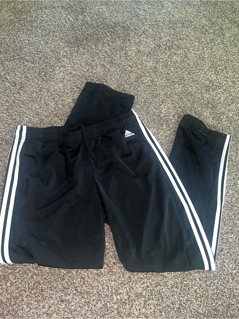 adidas women’s Black Jogger Pants with White Side Stripes